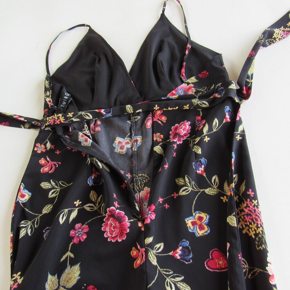 Timing Women's Wide-Leg Jumpsuit/ Romper Pants Black With Floral Print Size S - Picture 4 of 8